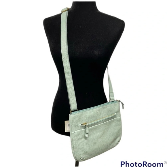 NWT FOSSIL FOSSIL Tessa Misty Jade Leather Cowhide Crossbody Bag - Picture 13 of 13